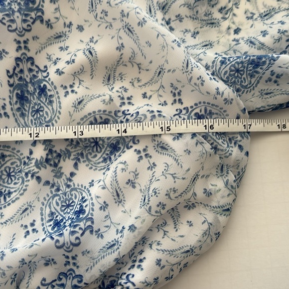 Altar’d State Blue/White Paisley Print Ruffled Bell Sleeve Romper in Size S - Picture 10 of 13